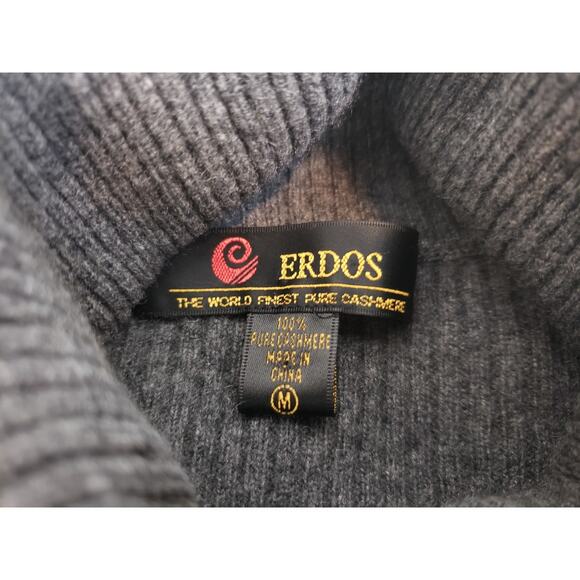 Erdos Pure Cashmere Womens Sweater Size M Heather Gray Turtleneck Long Sleeve - Picture 5 of 5